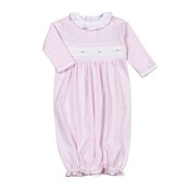 Baby Loren Sally Pink Stripes Hand Smocked Pima Gown
