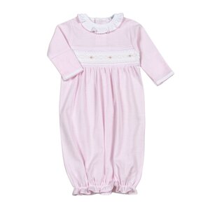 Baby Loren Sally Pink Stripes Hand Smocked Pima Gown