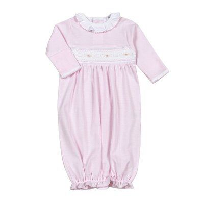 Baby Loren Sally Pink Stripes Hand Smocked Pima Gown