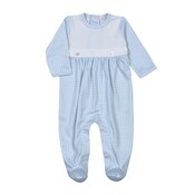 Baby Loren Blue Gingham Two Button Footie