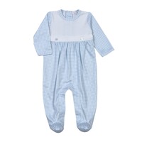 Baby Loren Blue Gingham Two Button Footie
