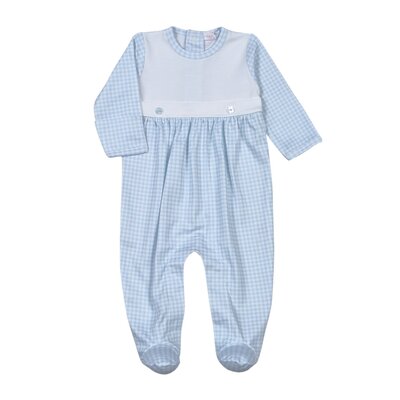 Baby Loren Blue Gingham Two Button Footie