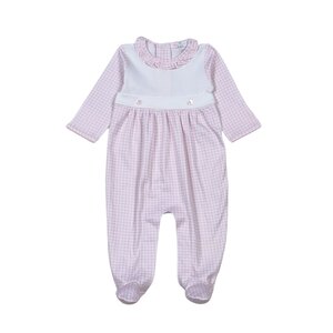 Baby Loren Pink Gingham Two Button Footie