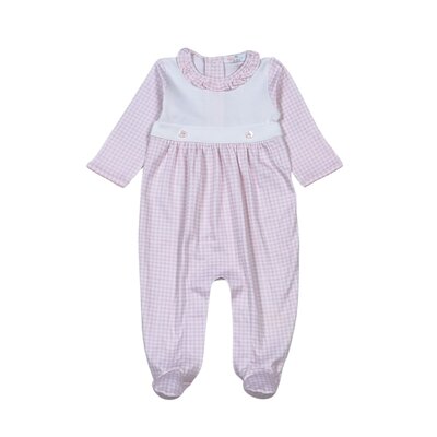 Baby Loren Pink Gingham Two Button Footie