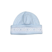 Baby Loren Tim Blue Stripes Hand Smocked Pima Beanie
