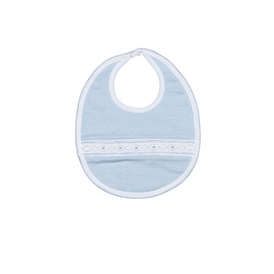 Baby Loren Tim Blue Stripes Hand Smocked Pima Bib