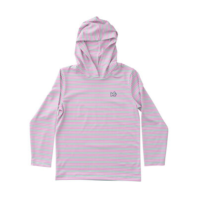 Prodoh Orchid Pink and Green Stripe Pro Performance Hoodie T-shirt