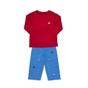 Zuccini Cars Harry's Play Tee Red Knit W/ Periwinkle Cord Leo Pants