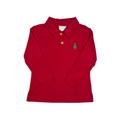 Zuccini Christmas Tree Red Ian Polo and Red Cord Pants Set