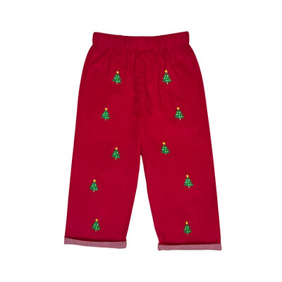 Zuccini Christmas Tree Red Ian Polo and Red Cord Pants Set