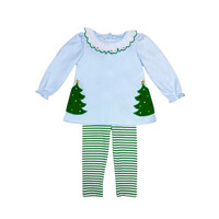 Zuccini Christmas Tree Amelie Legging Set Lt Blue Knit