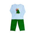 Zuccini Christmas Tree Harry's Play Tee Lt. Blue w/ Green Pants Set