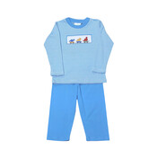 Zuccini Dino Festival Harry's Play Tee Periwinkle and Knit Pants Set