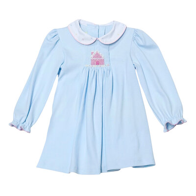 Zuccini Gingerbread House Sylvie Dress Lt Blue Knit