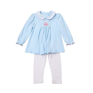 Zuccini Gingerbread House Sylvie Leggings Set Lt Blue Knit