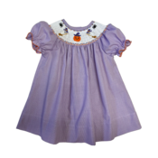 Lulu Bebe Halloween Smocked Bishop Purple Gingham