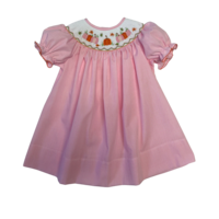 Lulu Bebe Pumpkin Harvest Smocked Bishop Pink Gingham