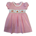 Lulu Bebe Pumpkin Harvest Smocked Waist Dress Pink Gingham
