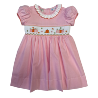 Lulu Bebe Pumpkin Harvest Smocked Waist Dress Pink Gingham