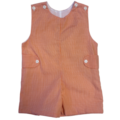 Lulu Bebe Fall Pumpkin Orange Gingham Basic Shortall
