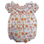 Lulu Bebe Fall Pumpkin Smocked Ruffle Collared Bubble