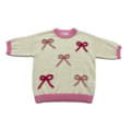 Lulu Bebe Pink Bows Cream Sweater