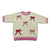 Lulu Bebe Pink Bows Cream Sweater