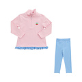 Itsy Bitsy Strawberries Zip Ruffle Pullover and Cornflower Leggings Set