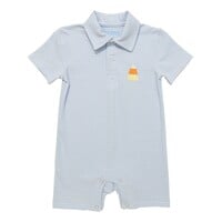 Itsy Bitsy Halloween Candy Romper Blue Stripe