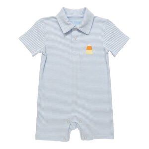 Itsy Bitsy Halloween Candy Romper Blue Stripe