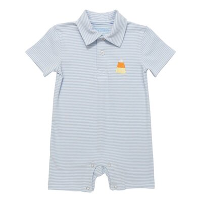 Itsy Bitsy Halloween Candy Romper Blue Stripe