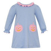 Claire & Charlie Pink Pumpkin Blue Stripe Aline Dress