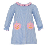 Claire & Charlie Pink Pumpkin Blue Stripe Aline Dress