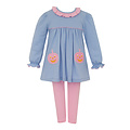 Claire & Charlie Pink Pumpkin Blue Stripe Girls Tunic Set