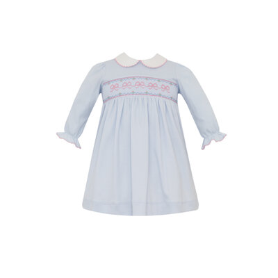 Petit Bebe Bows Lt Blue Knit Dress