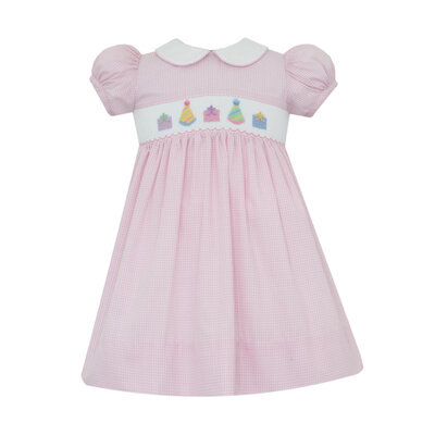 Petit Bebe Birthday Girls Pink Gingham Dress