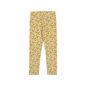 Mayoral Mustard Floral Print Velvet Leggings