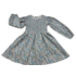 Lulu Bebe Blue Flower LS Smocked Bodice Dress