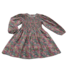 Lulu Bebe Pink Flower LS Smocked Bodice Dress