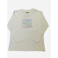 Luigi Boy LS Tshirt Fish Silhouettes - Ivory
