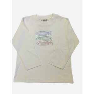 Luigi Boy LS Tshirt Fish Silhouettes - Ivory