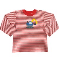 Boys LS Stripe T-Shirt Retro - Coral/White