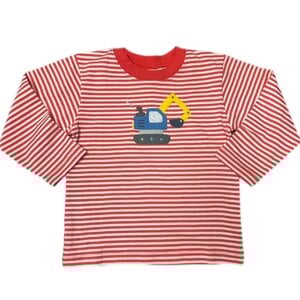 Boys LS Stripe T-Shirt Retro - Coral/White