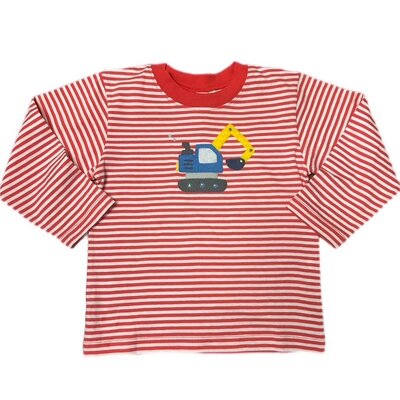 Boys LS Stripe T-Shirt Retro - Coral/White