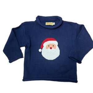 Boys Santa Face Dark Royal Sweater