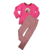 Gingerbread House LS Shirt  - Hot Pink Deep Red