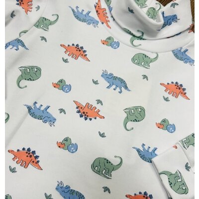 Luigi Printed Turtleneck Dino Print - White