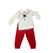 Boys Snowman  w/ Solid Deep Red Pants