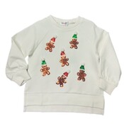 Lulu Bebe Gingerbread Sequin White LS Top