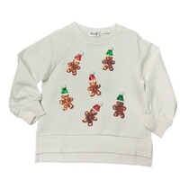 Lulu Bebe Gingerbread Sequin White LS Top